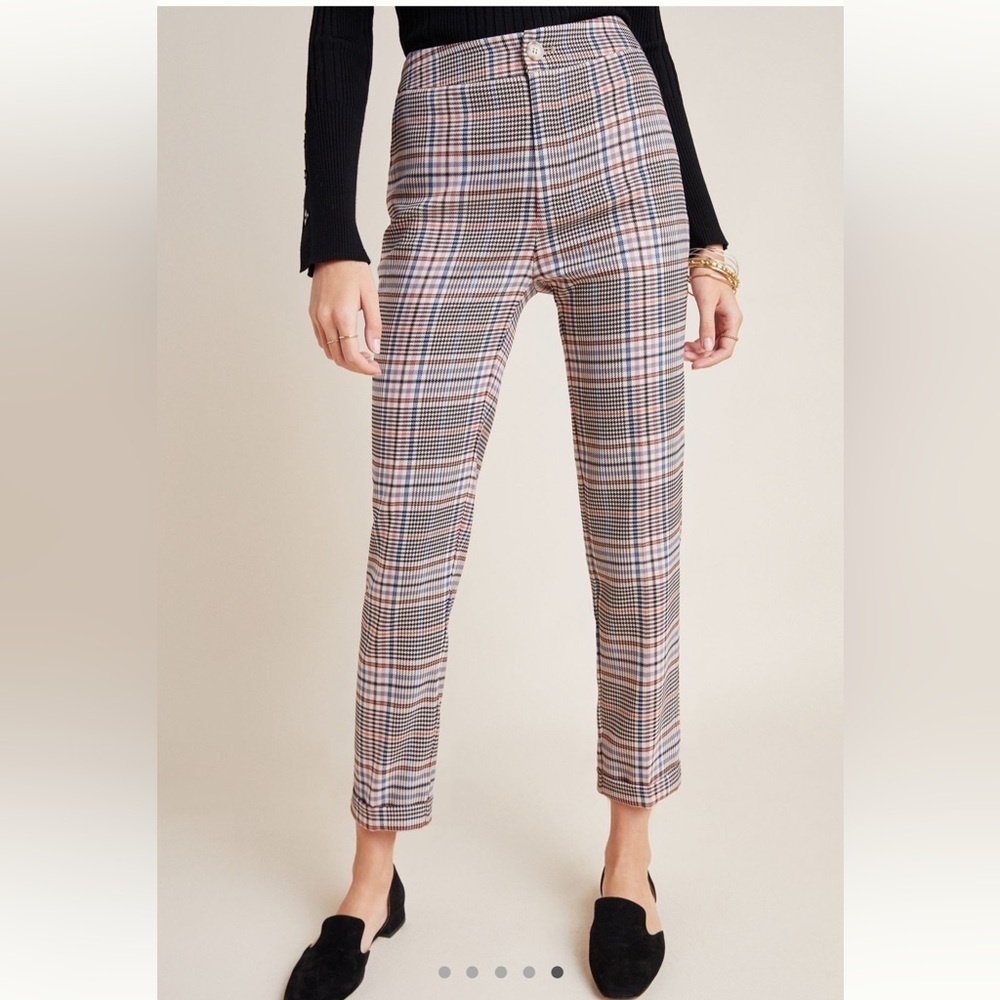 Anthropologie Malcom Tapered Trouser Houndstooth & Plaid Dress Pant size 2